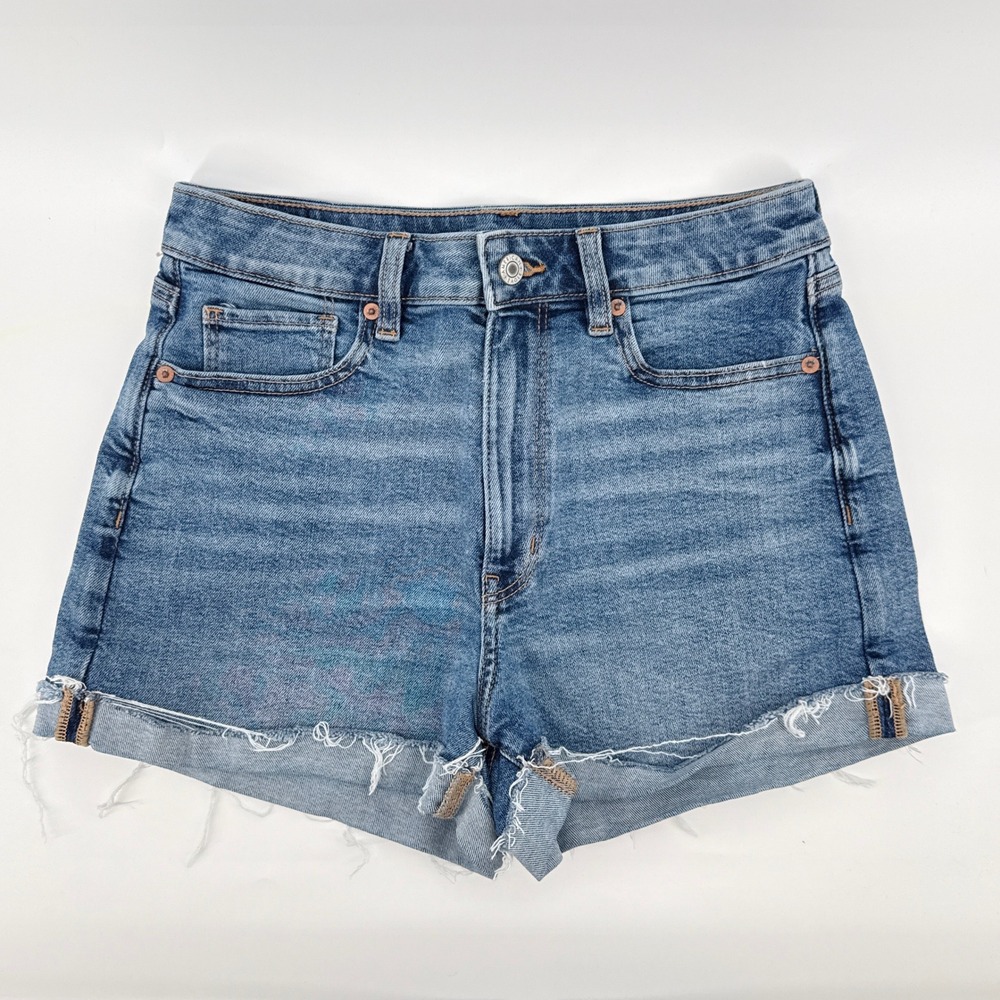 American Eagle Next Level Stretch Shorts Womens 6 Highest Waist Frayed Denim